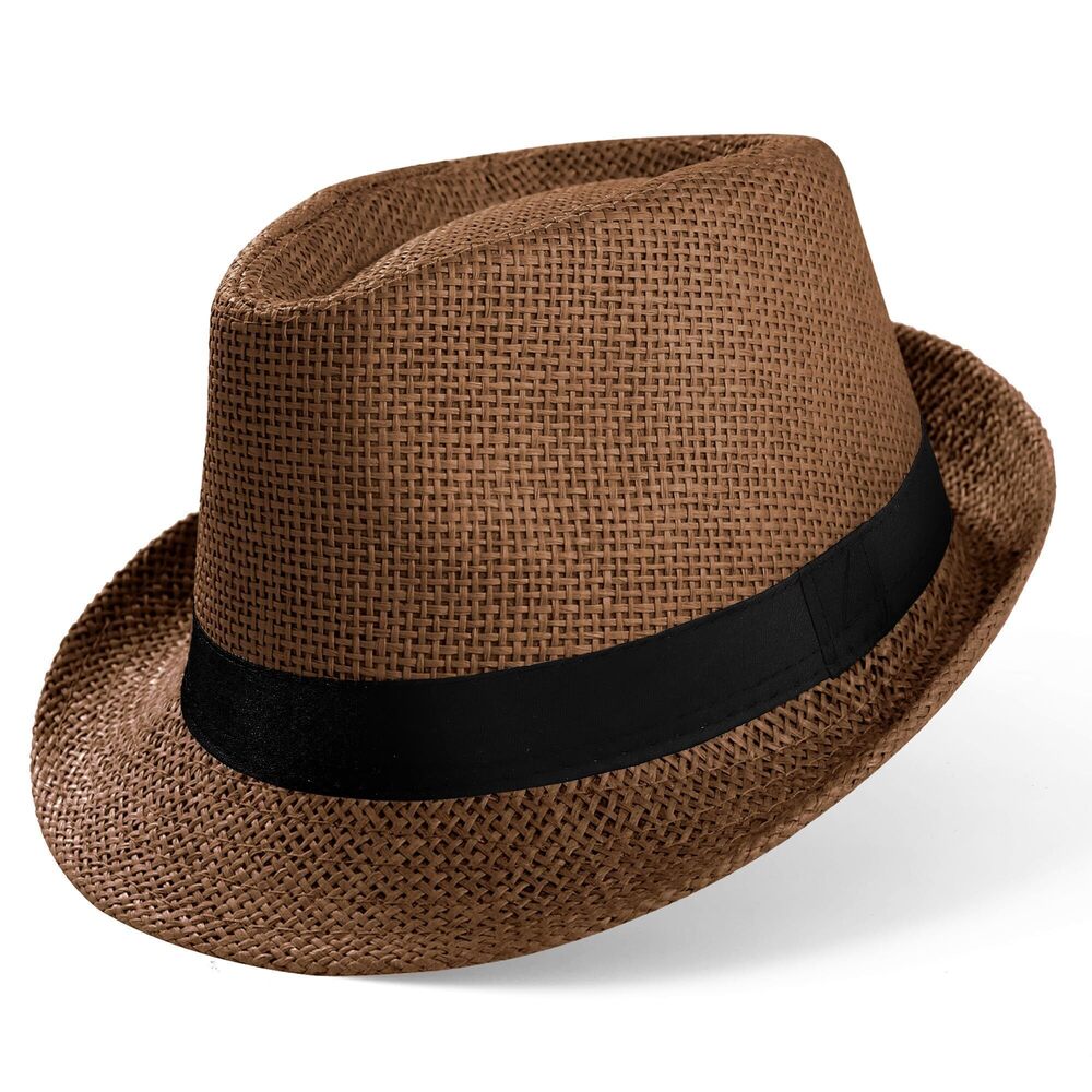 4292 Straw Trilby Fedora Hat -1920s Felt Panama Hat Short Brim Summer Cap